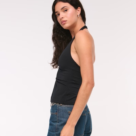 Abercrombie Bra-Free Twist Halter Cutout Top - Black - Picture 2 of 6